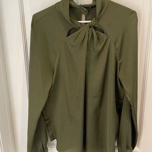 Banana Republic long sleeve blouse, size medium, olive green. Never worn.
